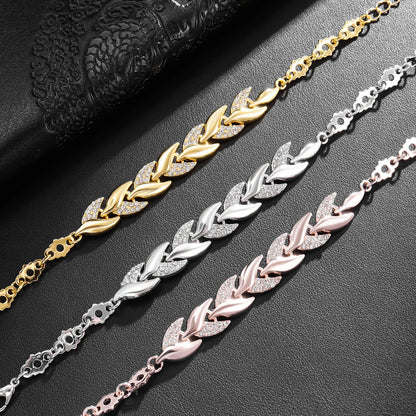 Braided Leaf Crystal Bracelet