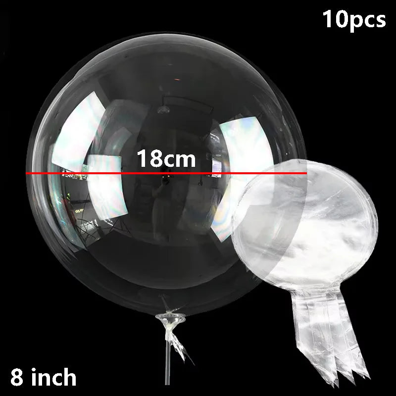 10PCS Clear Bobo Bubble Balloons Set, Large Transparent PVC Helium Balloons