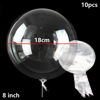 10PCS Clear Bobo Bubble Balloons Set, Large Transparent PVC Helium Balloons