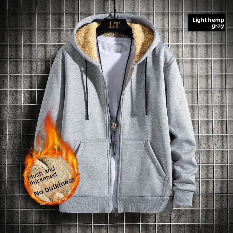 Men's Thermal Sherpa-Lined Zip-Up Fleece Hoodie