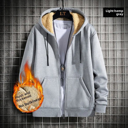 Men's Thermal Sherpa-Lined Zip-Up Fleece Hoodie