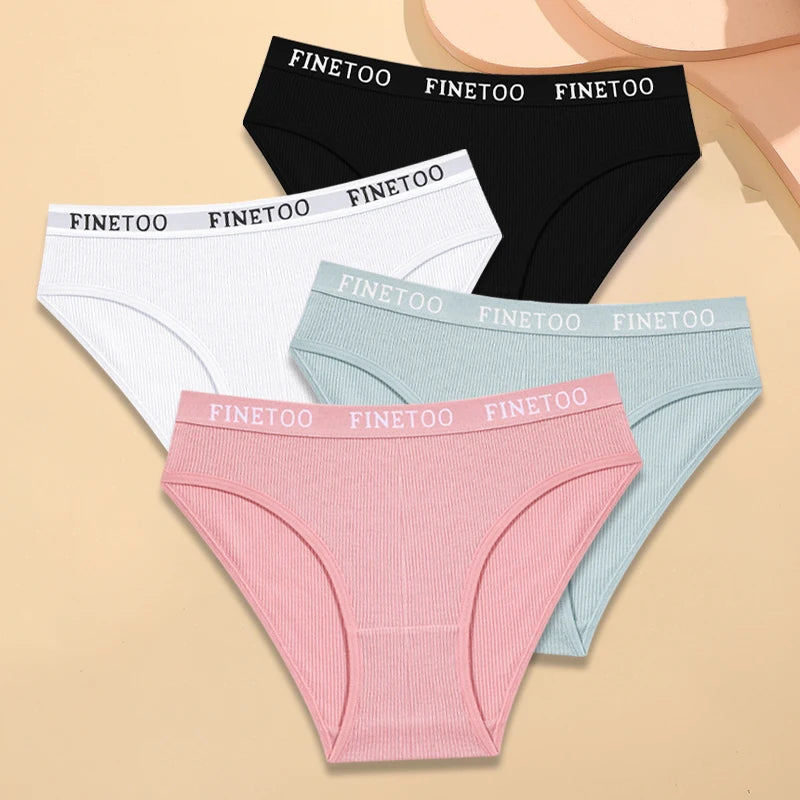 FINETOO 4Pcs Cotton Breathable Panties