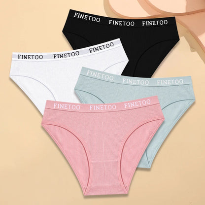 FINETOO 4Pcs Cotton Breathable Panties