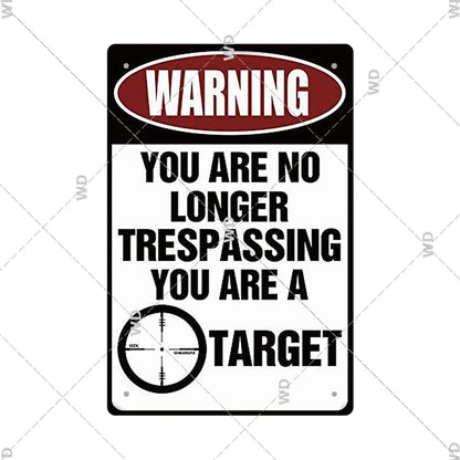 Warning Tin Sign - Vintage Private Property & Security Wall Plaque