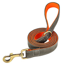 Leather Dog Collar Leash Set Soft Padded