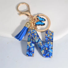 Blue Glazed Stone A To Z Letter Keychain