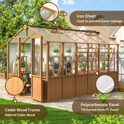 VIWAT Wooden Greenhouse with Vent Roof