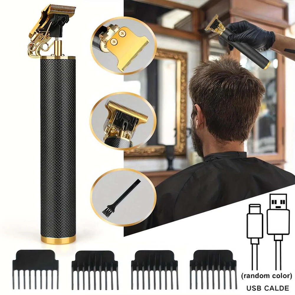 Professional Cordless Hair Clipper & Trimmer Set – USB Rechargeable Grooming Kit with LCD Display