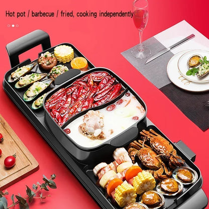 220V Multifunctional Indoor Electric BBQ Grill and Hot Pot