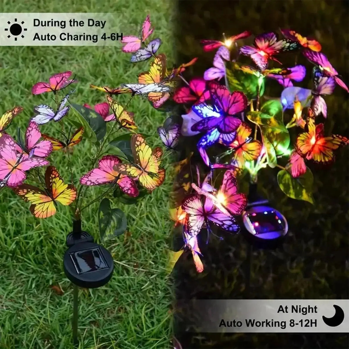 Solar Led Butterfly Flowe Lights For Outdoors