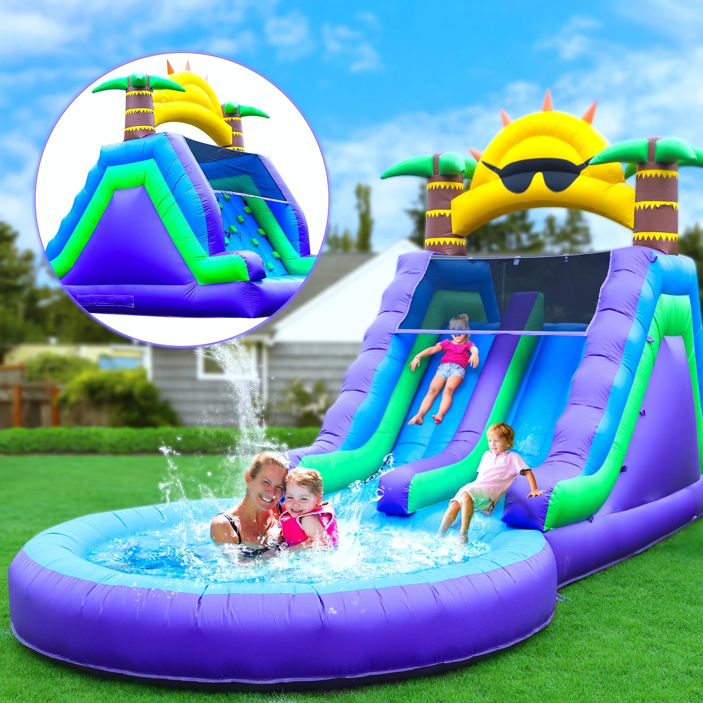 26FT Large Inflatable Double Water Slides Water Park