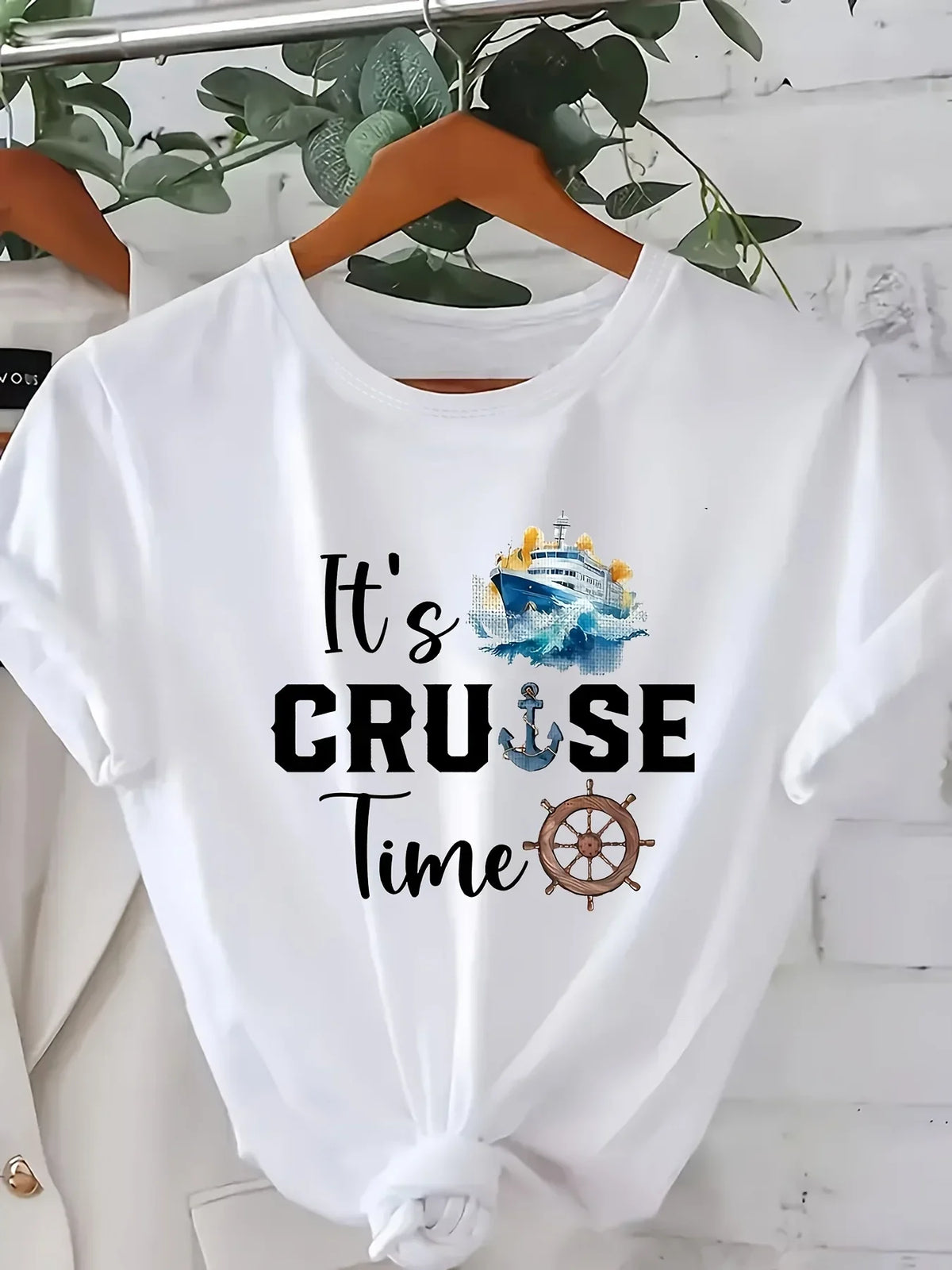 It's Cruise Time Women's Tee - Nautical Cruise Ship Graphic, Vacation Casual Top