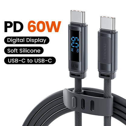 Toocki 100W USB-C to USB-C Fast Charging Cable with LED Digital Display