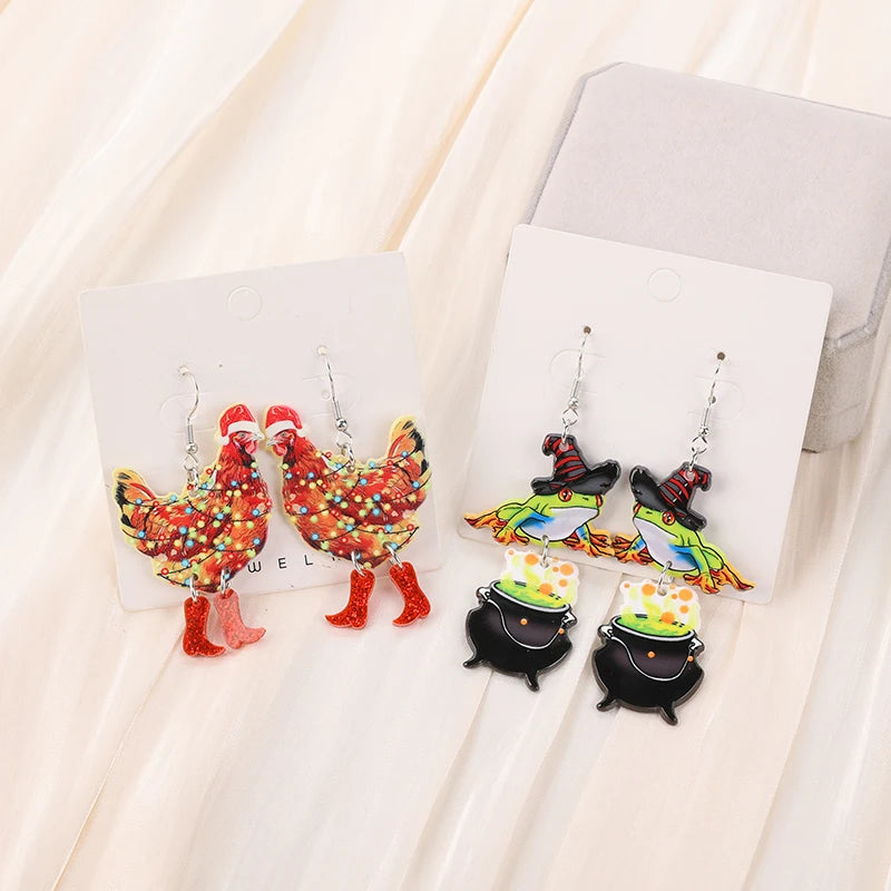 Christmas Animal Drop Acrylic Earrings