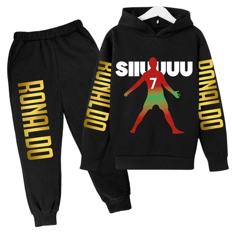 Ronaldo Print Hoodie + Pants Suit Set