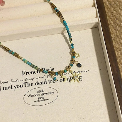 2Pcs Bohemian Style Stone Necklace