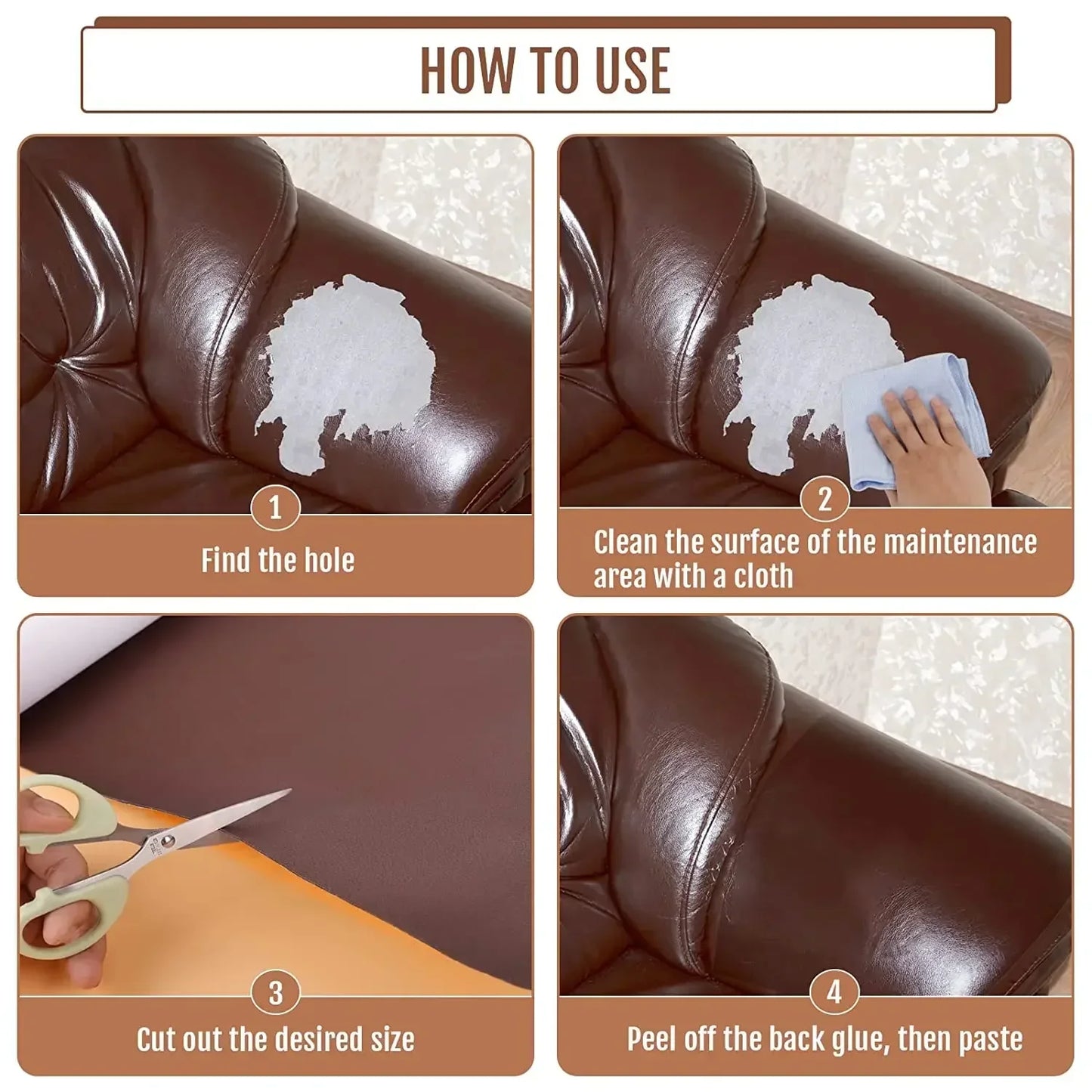 Self-Adhesive Leather Repair Patch Sticker (200x137cm) – Large PU Leather Patch for Couches & Automotive