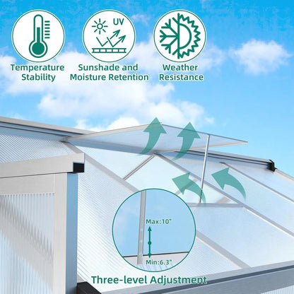 6x10 FT Heavy-Duty Walk-In Polycarbonate Outdoor Greenhouse
