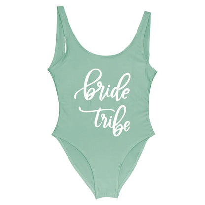 Bride Tribe Print One Piece Swimsuit