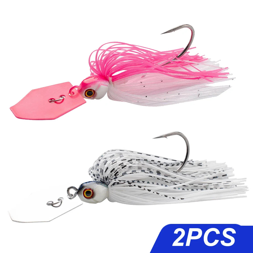 Chatter Weedless Metal Blade Rubber Jig Head Spinner Bait Lures Kit