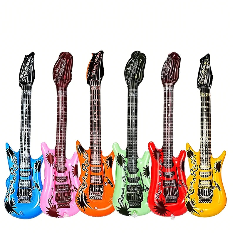 Inflatable Rock Guitar Balloons - PVC Blow-Up Props for Birthday, Karaoke & Concert Parties