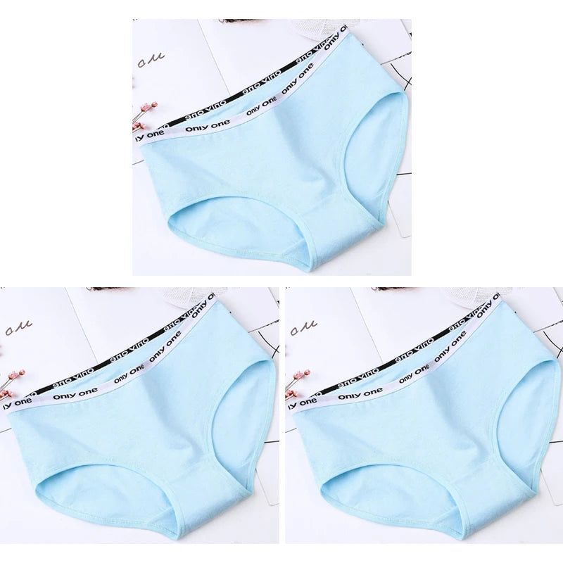 3-Pack Women's Pure Cotton Mid-Waist Briefs