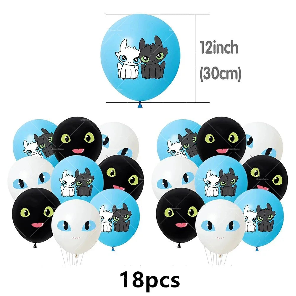 How to Train Your Dragon Party Decorations Set - Foil Balloons, Birthday Banner & Cake Toppers