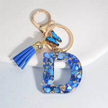Blue Glazed Stone A To Z Letter Keychain