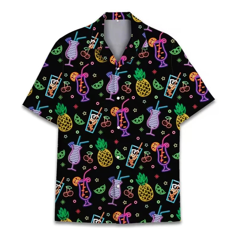 Men's Retro 80s/90s Geometric Print Short Sleeve Button-Down Shirt