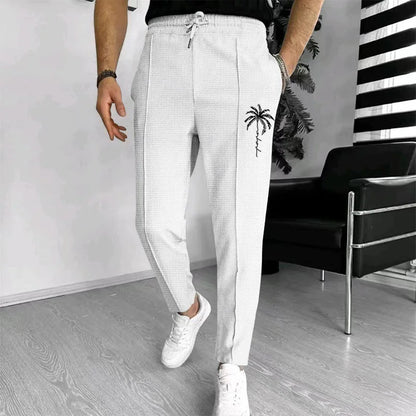 Men's Slim Fit Waffle Knit Athletic Jogger Pants with Pockets