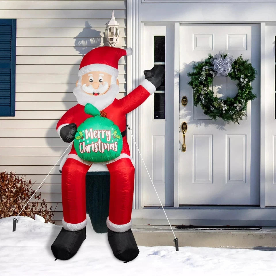 1.8M/5.9FT Inflatable Santa Claus Holding Gift Bag with LED Lights