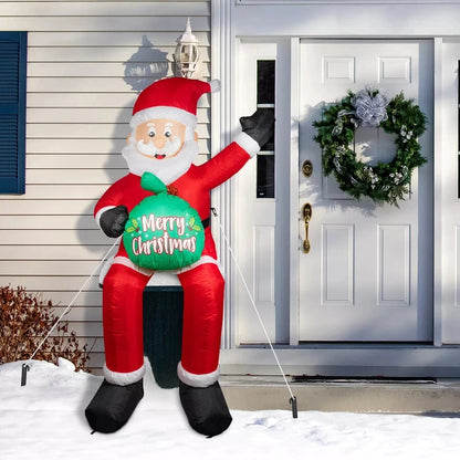 1.8M/5.9FT Inflatable Santa Claus Holding Gift Bag with LED Lights