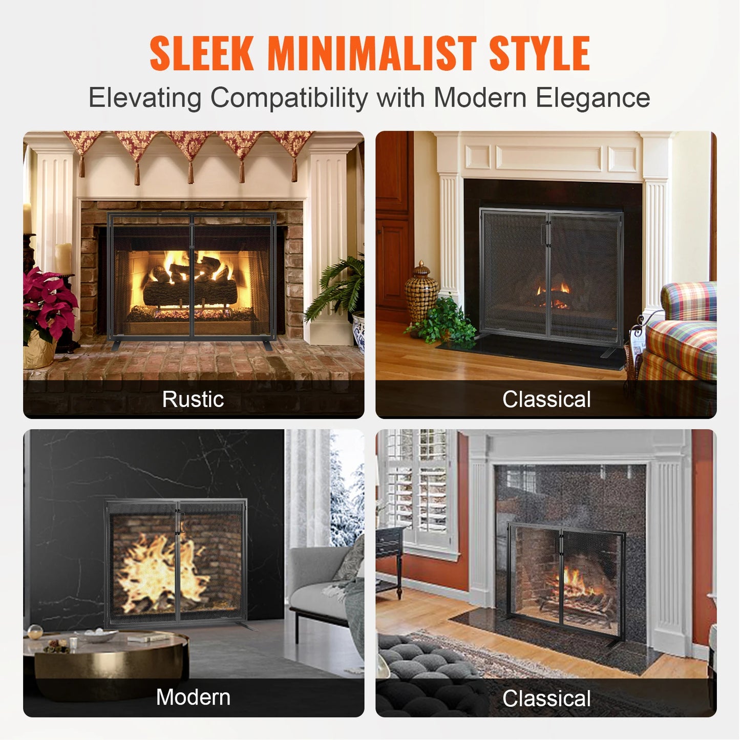 SucceBuy Fireplace Screen with Door Iron