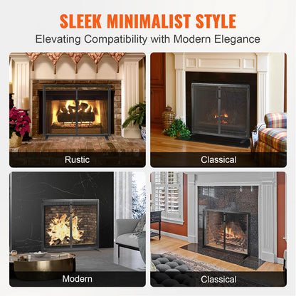 SucceBuy Fireplace Screen with Door Iron