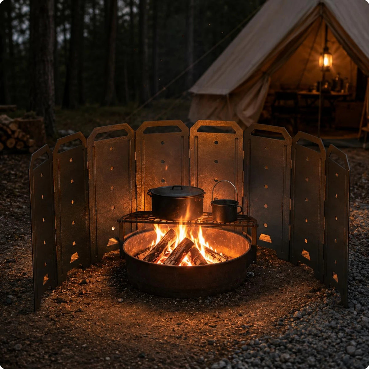 Foldable 8-Panel Metal Fireplace & Camping Heater Windscreen