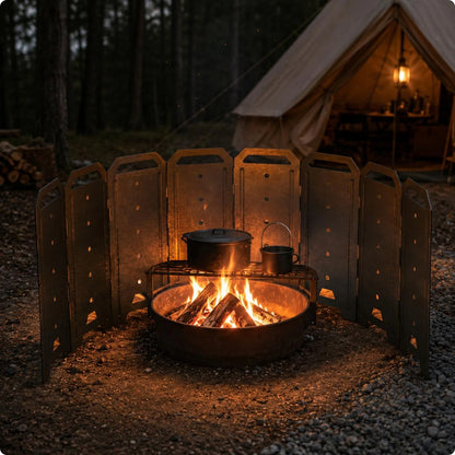 Foldable 8-Panel Metal Fireplace & Camping Heater Windscreen