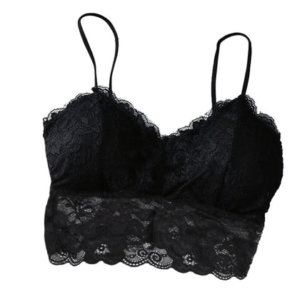 Women's Lace Bustier Bralette Sleeveless Back-Zipper Crop Tank Top