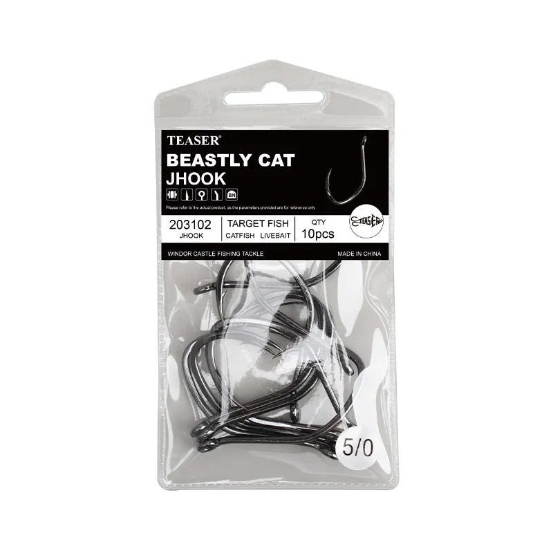 OBSESSION 10pcs High Carbon Steel Barbed Catfish Hooks 2/0-8/0