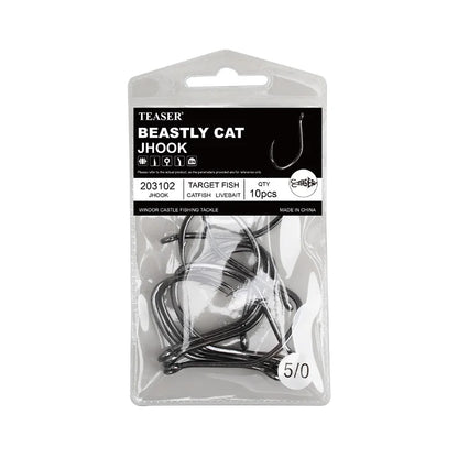OBSESSION 10pcs High Carbon Steel Barbed Catfish Hooks 2/0-8/0