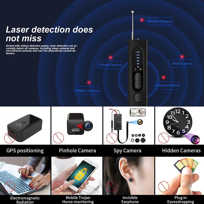 Anti-Spy Hidden Camera Detector & Portable GPS Tracker Finder (Model X13)