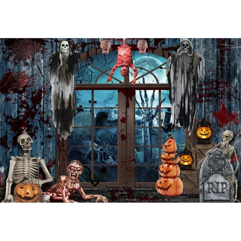 Scary Bloody Halloween Backdrop for Horror Photo Studio Props