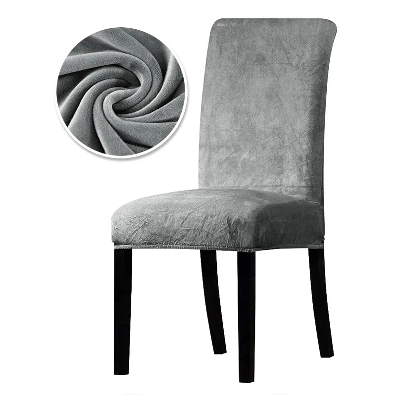 Luxurious Soft Velvet Stretch Chair Covers – Universal Slipcover Protector for Dining Room, Hotel & Office