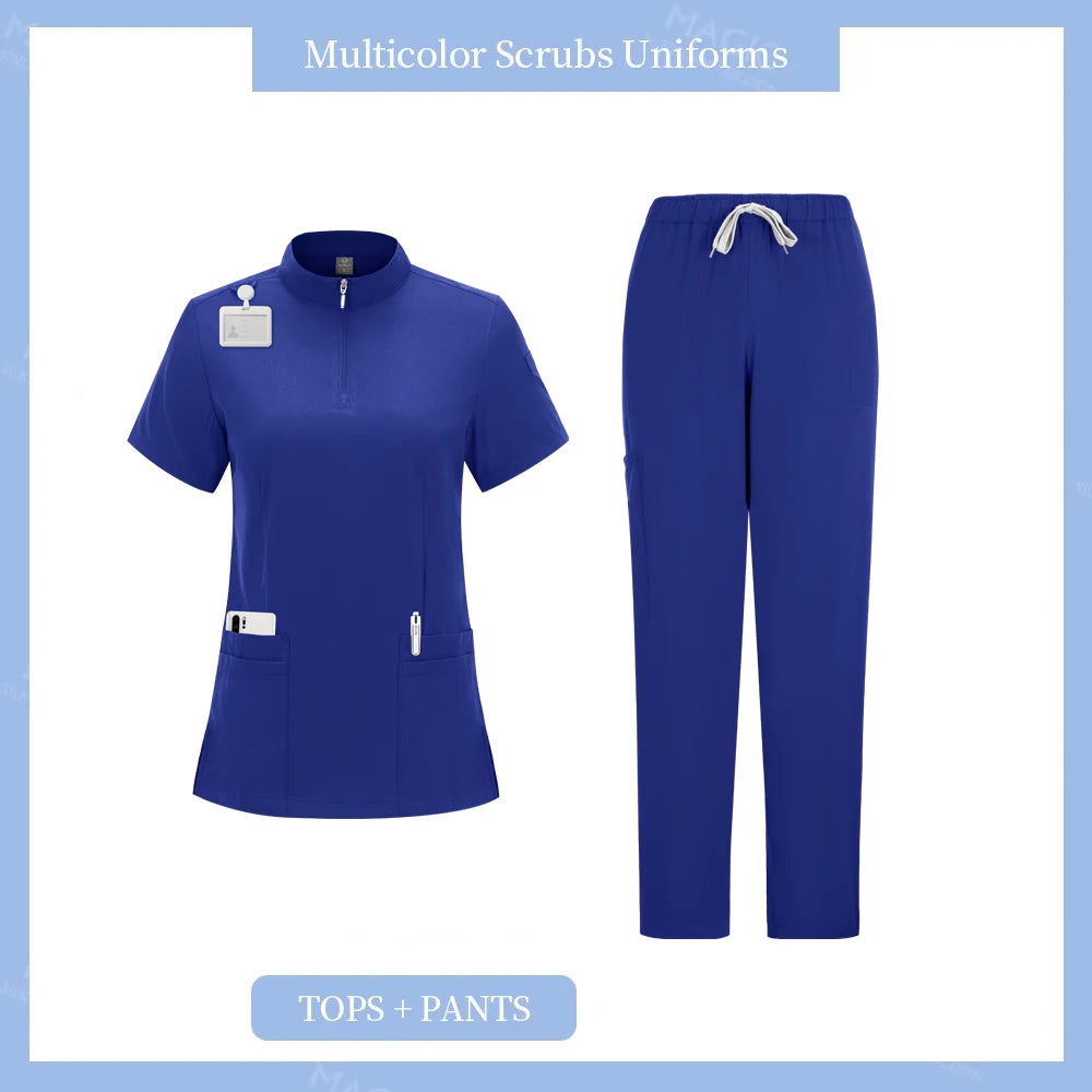 Women’s Stretch Medical Scrub Uniform Set (Top & Jogger Pants)
