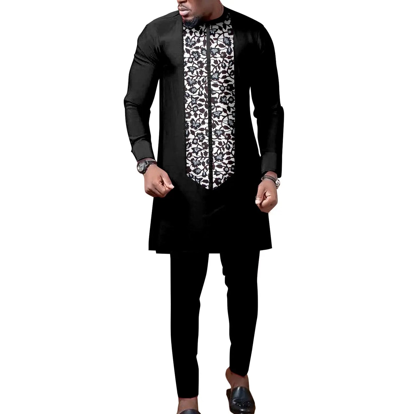 African Print Matching Couple Outfits Men's Dashiki Shirt Set & Women's Dress