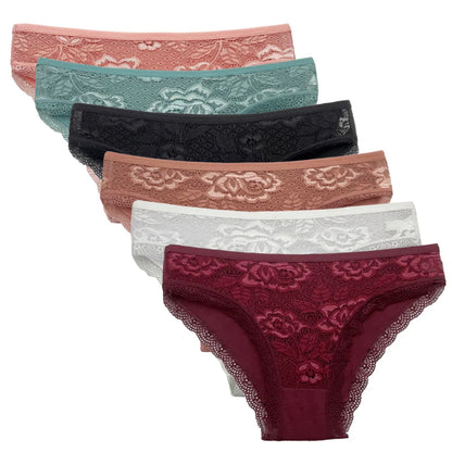 5-Pack Women's Low Rise Cotton Briefs with Lace Trim