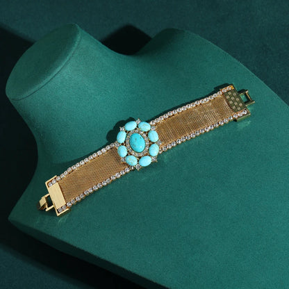Antique Gold Plated Turquoise Natural Stone Bracelet