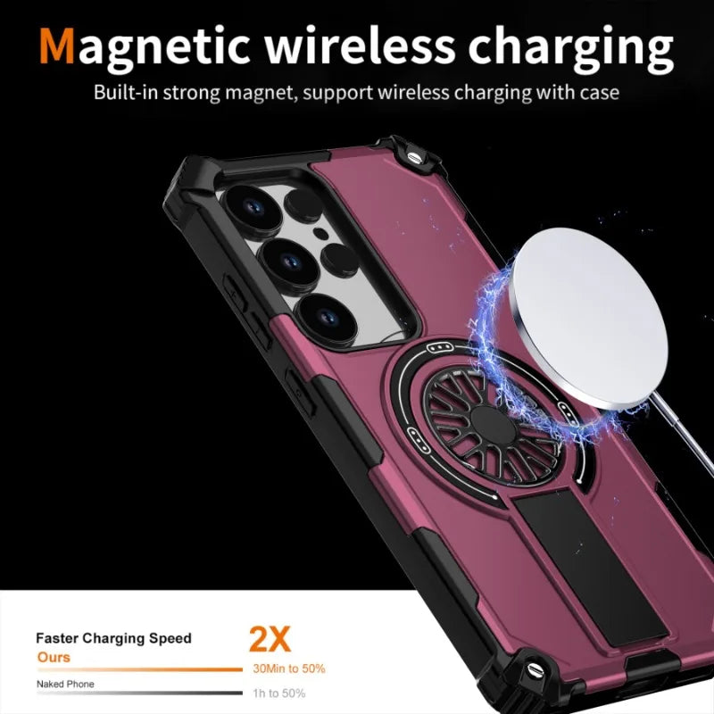 Armor 2-in-1 Shockproof Magnetic Adhesive Protective Case for Samsung