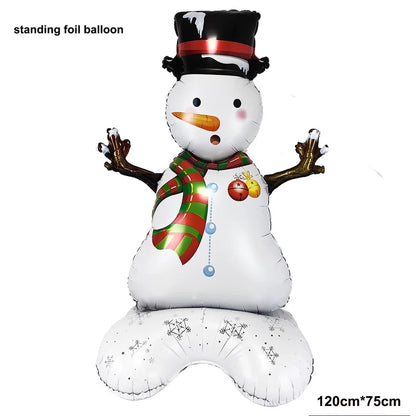 Large Standing 4D Foil Christmas Balloon - Inflatable Holiday Decor with Base