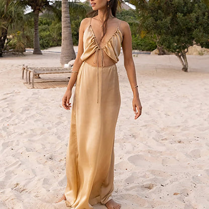 Casual Tie-up Pleated Sleeveless Dress