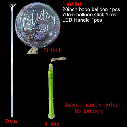 Christmas LED Light Up Bobo Balloons, 20 Inch Bubble Balloons with 3 Levels Flashing Handle